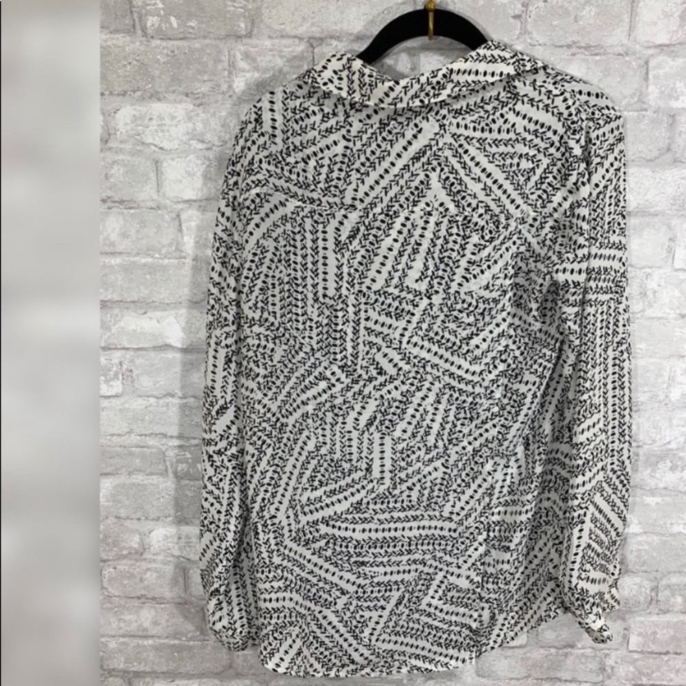 Black White Cabi Split Button Down Print Blouse - image 3
